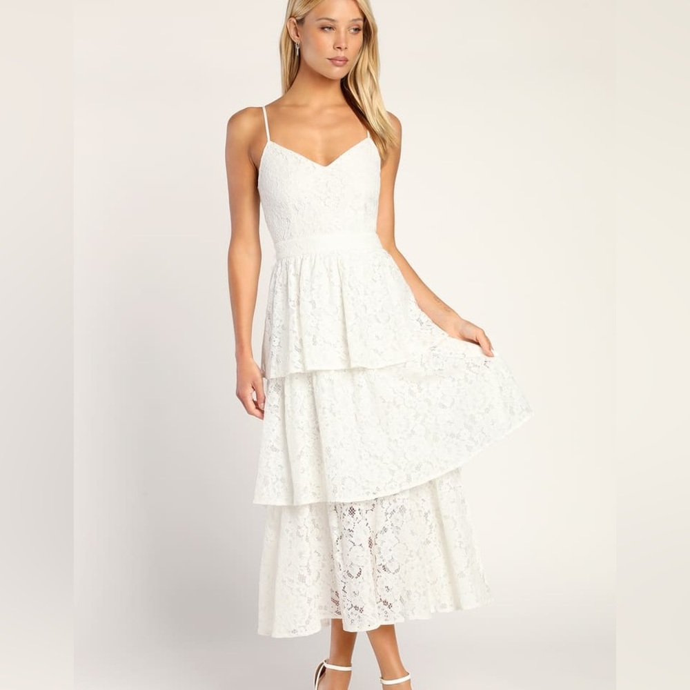 Tiered Lace Midi Dress